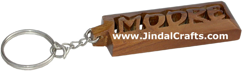 Wooden Key Chain - Hand Made Traditional Indian Artifact Name Keyring