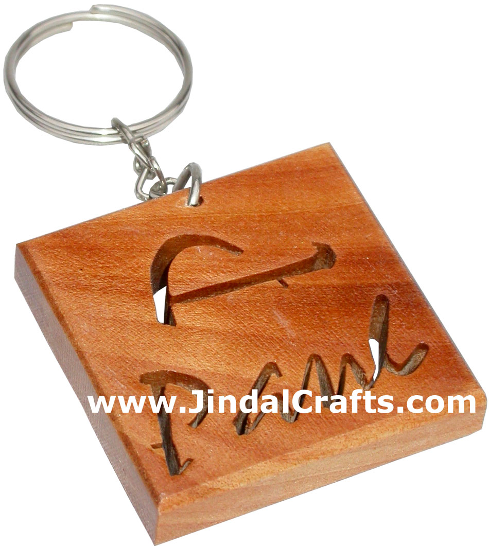 Wooden Key Chain - Hand Made Traditional Indian Artifact Name Keyring