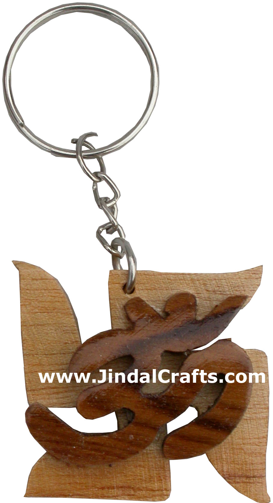 Wooden Key Chain - Hand Made Traditional Indian Artifact Om Keyring
