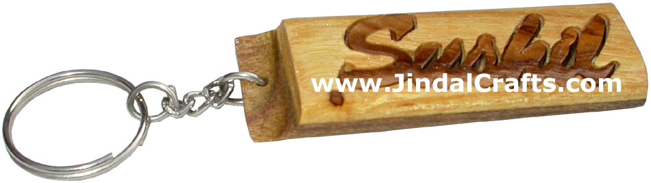 Wooden Key Chain - Hand Made Traditional Indian Artifact Name Keyring