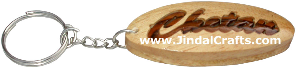 Wooden Key Chain - Hand Made Traditional Indian Artifact Name Keyring