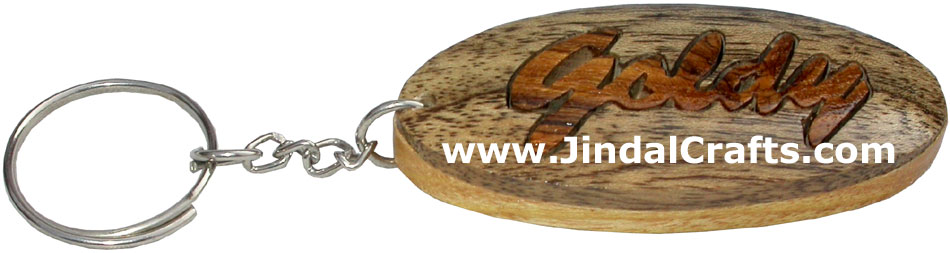 Wooden Key Chain - Hand Made Traditional Indian Artifact Name Keyring