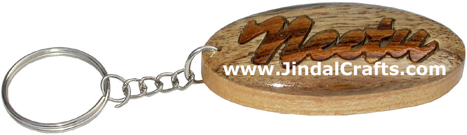 Wooden Key Chain - Hand Made Traditional Indian Artifact Name Keyring