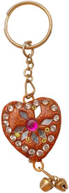 Heart - Hand made Lac Work Key Chain Ring India Art