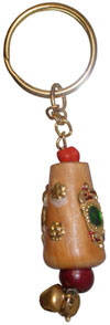 Hand Carved Long Round Jhumka Key Chain Ring India Arts