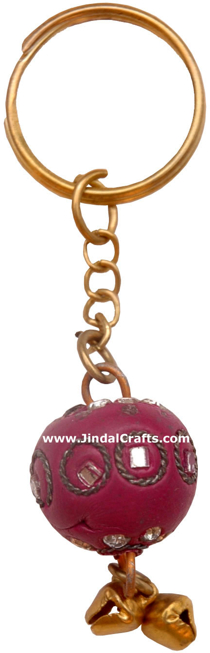 Handmade Wooden Key Chain Ring India Carving Art