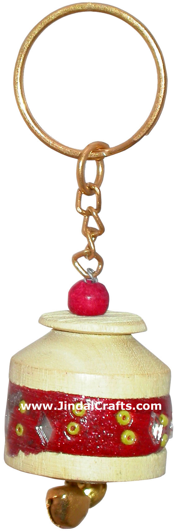 Pot - Hand made Wooden and Lac Key Chain Ring India Art