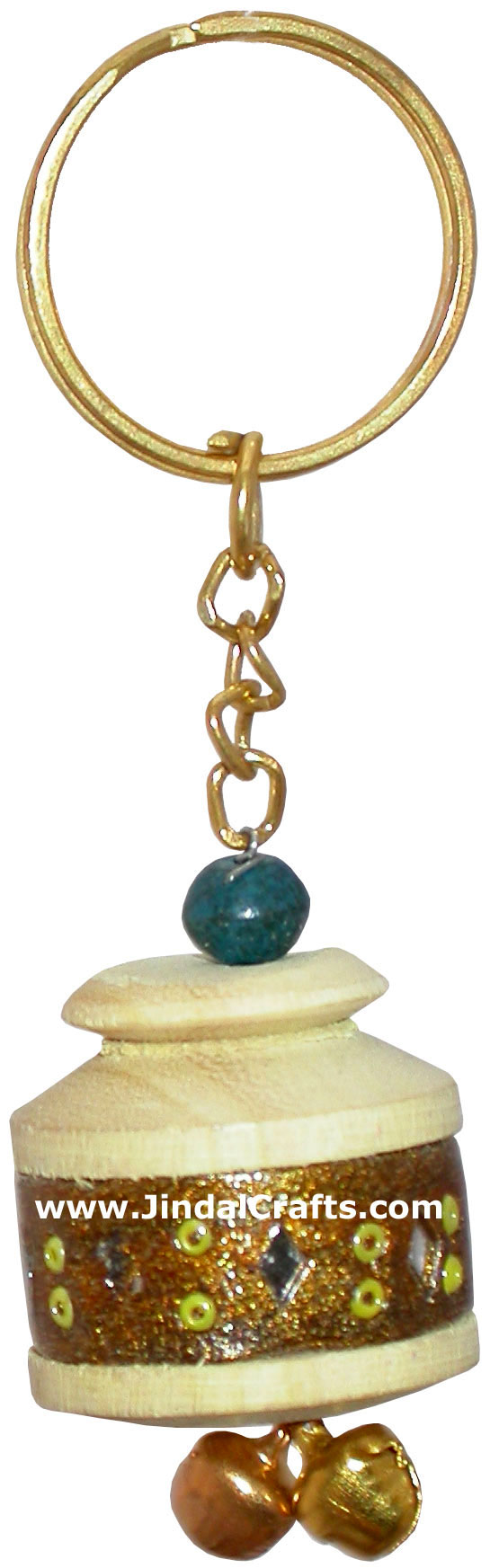 Pot - Hand made Wooden and Lac Key Chain Ring India Art