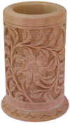 Hand Carved Wood Decorative Pen Holder Stand India Art