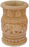 Hand Carved Wood Pen Holder Stand India Jungle Carving Gift Corporate Souvenirs