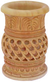 Hand Carved Wood Decorative Pen Holder Stand India Art