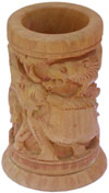 Hand Carved Wood Decorative Pen Holder Stand India Art