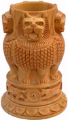 Hand Carved Wood Ashoka Stambh Pen Holder Stand Holder India Carving Handicrafts