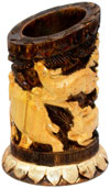 Pen Holder Wood Hand Carved Antique Look Jungle India