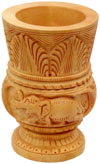 Hand Carved Wood Pen Holder Stand India Jungle Carving Gift Corporate Souvenirs