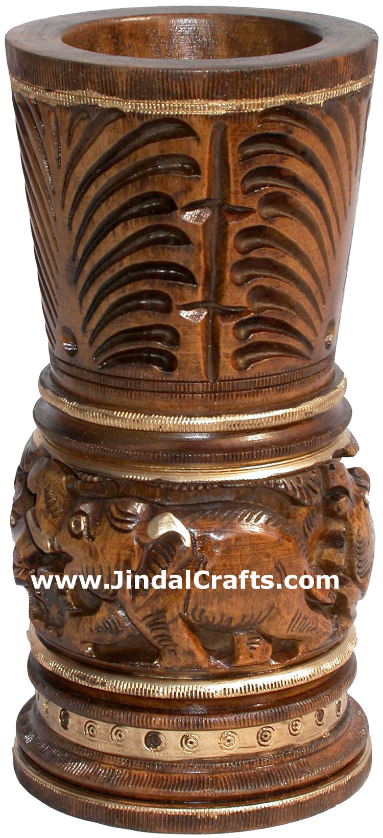 Hand Carved Wood Pen Pencil Holder Stand Unique Art