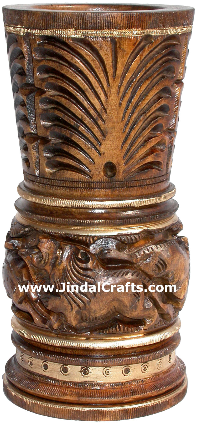 Hand Carved Wood Pen Pencil Holder Stand Unique Art