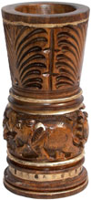 Hand Carved Wood Pen Pencil Holder Stand Unique Art