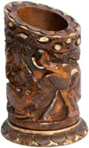 Hand Carved Wood Pen Pencil Holder Stand Unique Art