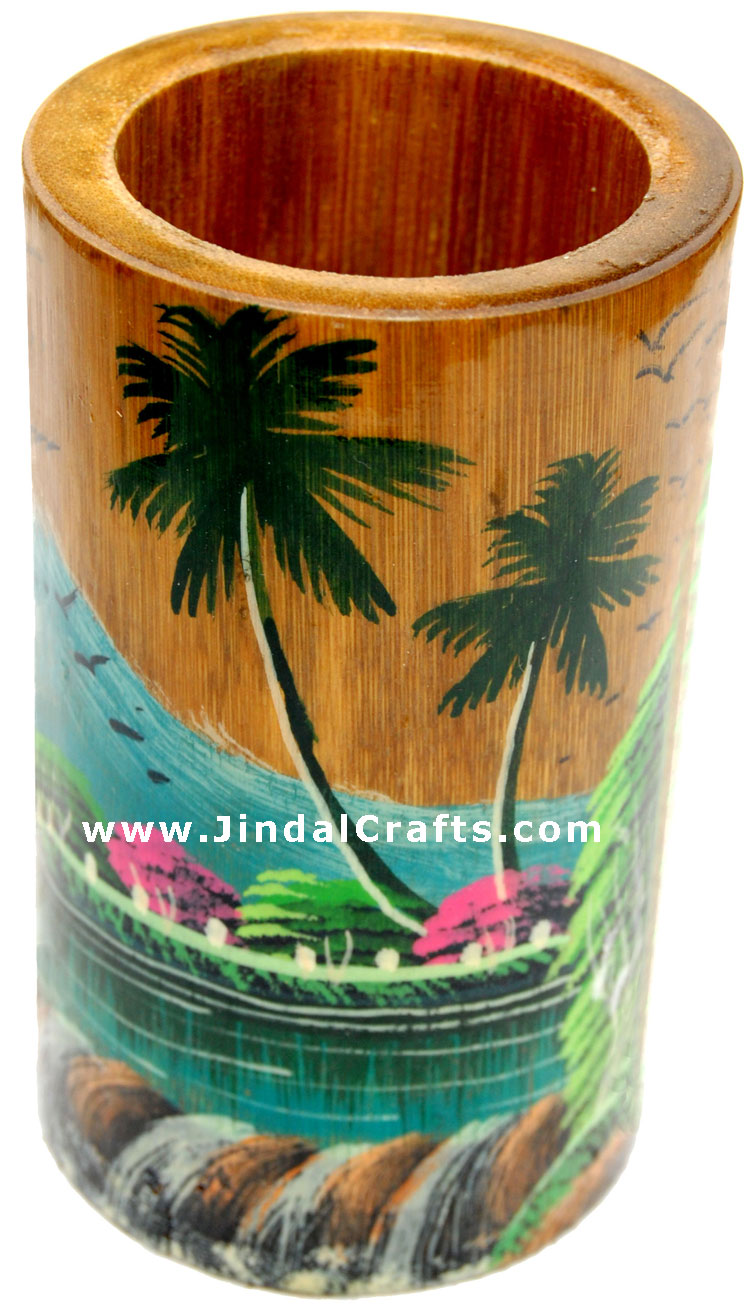 Pen Stand Handmade Hand Painted Colorful Box India Art