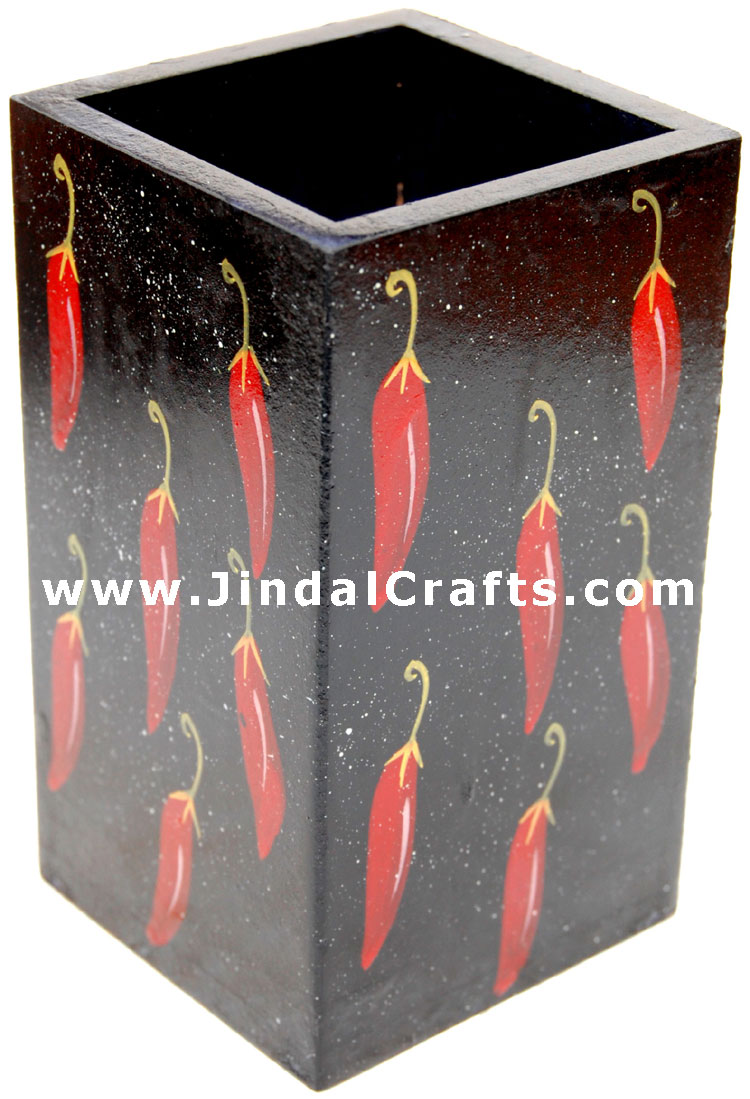 Pen Stand Handmade Hand Painted Colorful Box India Art