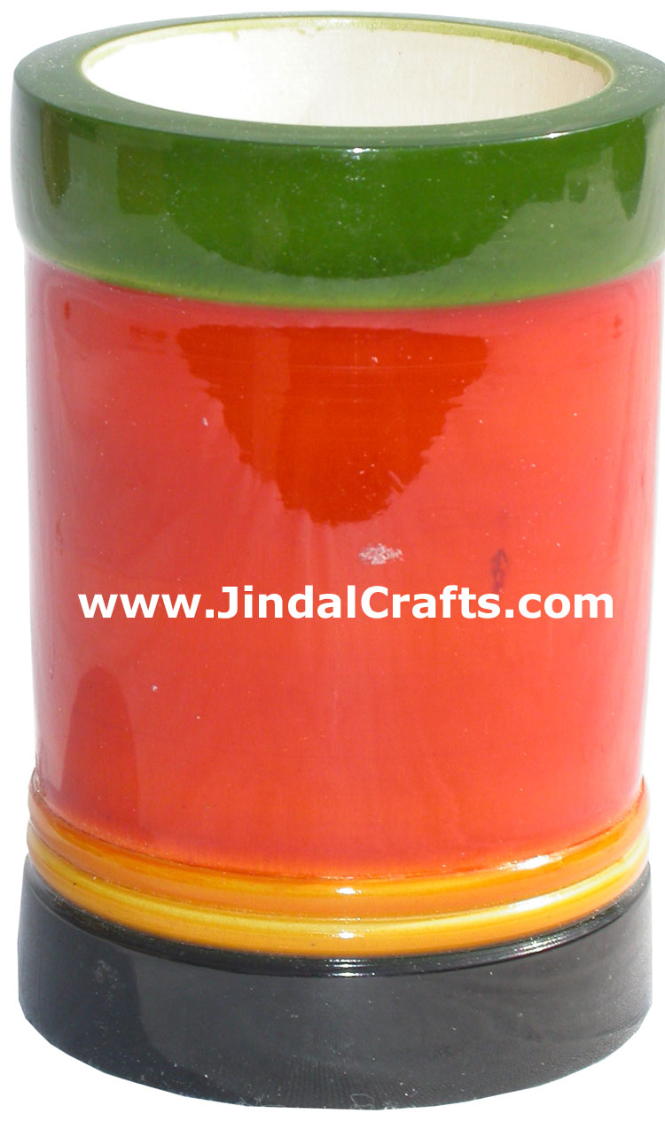 Colourful Pen Holder - Hand Painted Wooden India Arts Handicrafts Craft Handmade