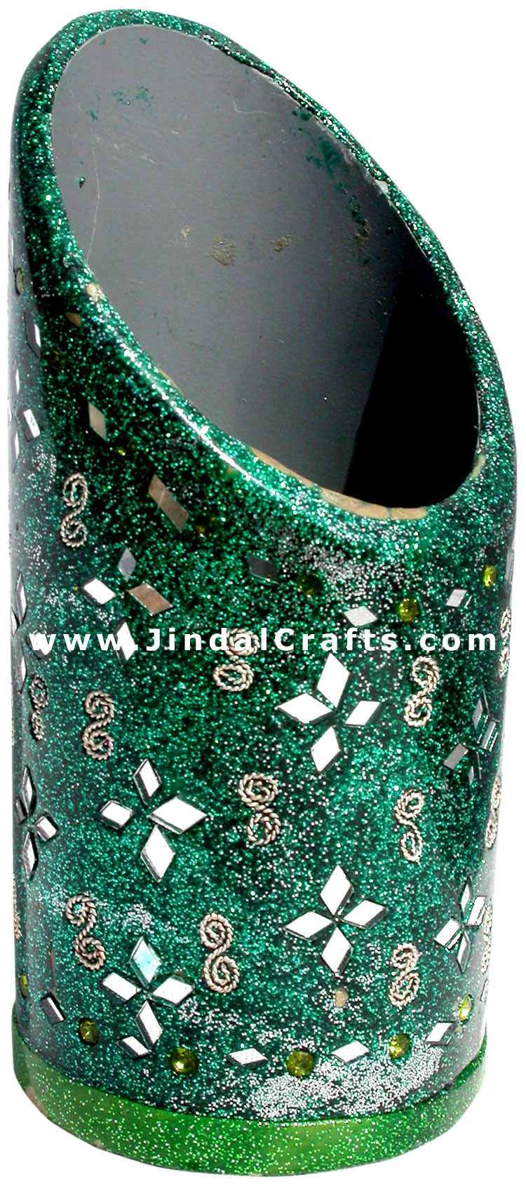Handmade Colorful Lac Mirror work Pen Holder India Art