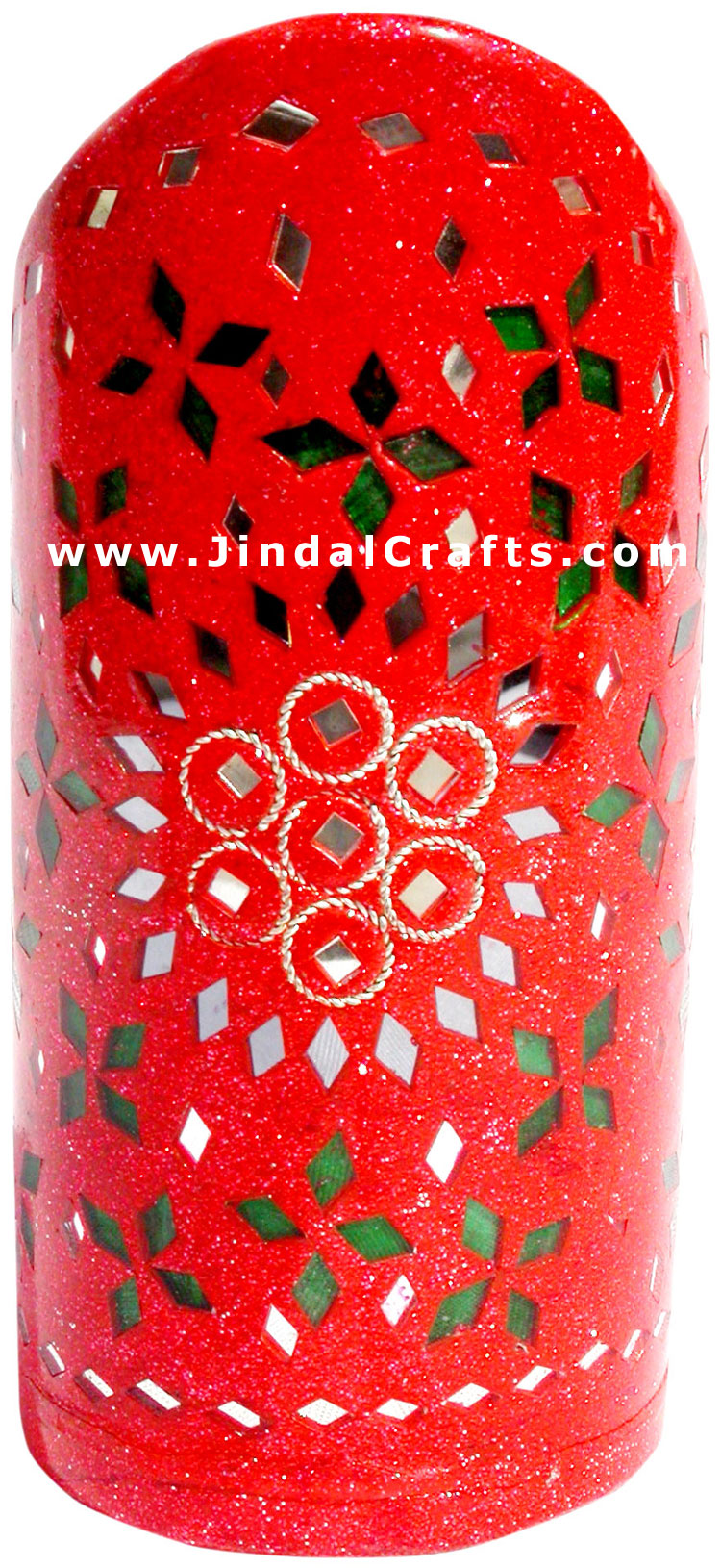 Handmade Colorful Lac Mirror work Pen Holder India Art