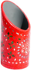 Handmade Colorful Lac Mirror work Pen Holder India Art