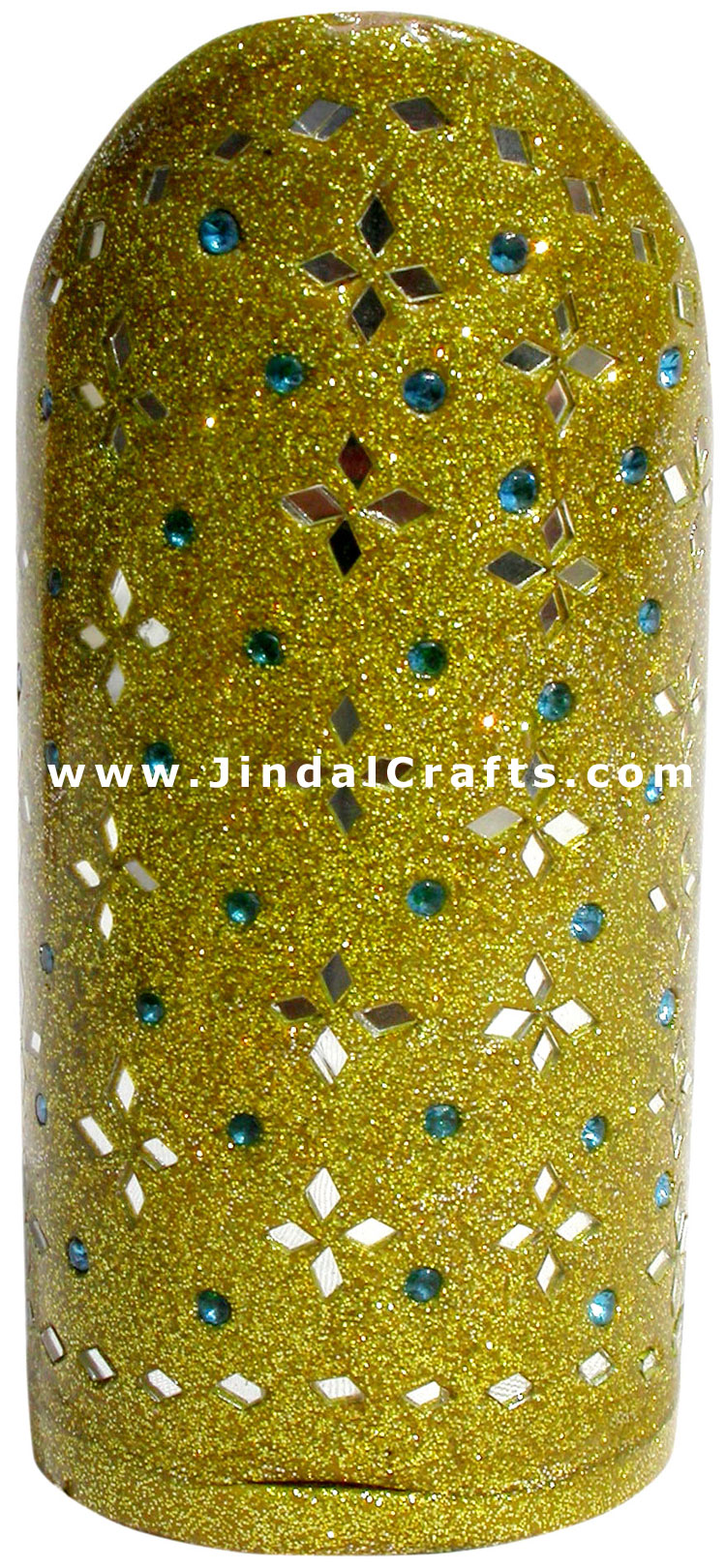 Handmade Colorful Lac Mirror work Pen Holder India Art