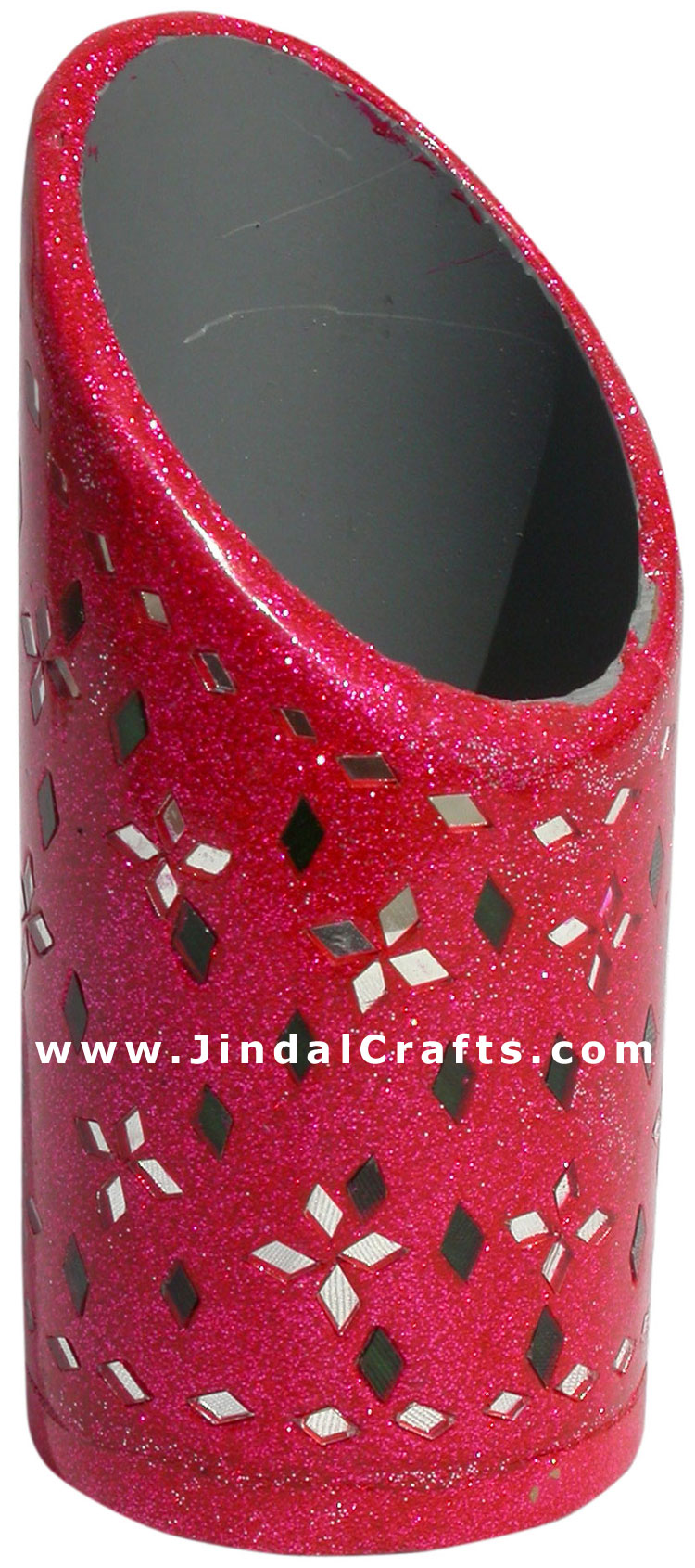 Handmade Colorful Lac Mirror work Pen Holder India Art