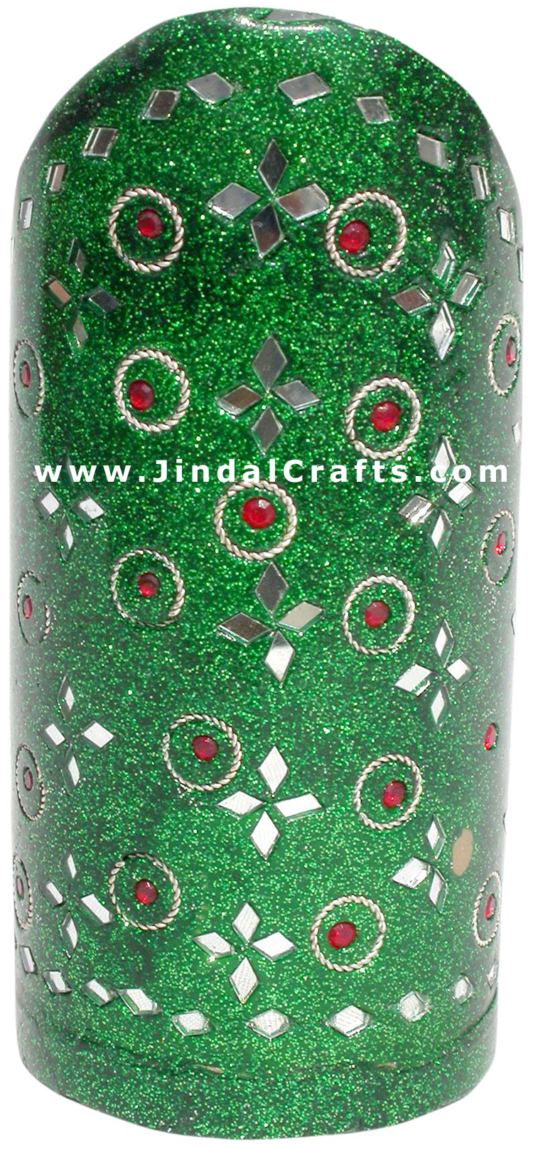 Handmade Colorful Lac Mirror work Pen Holder India Art