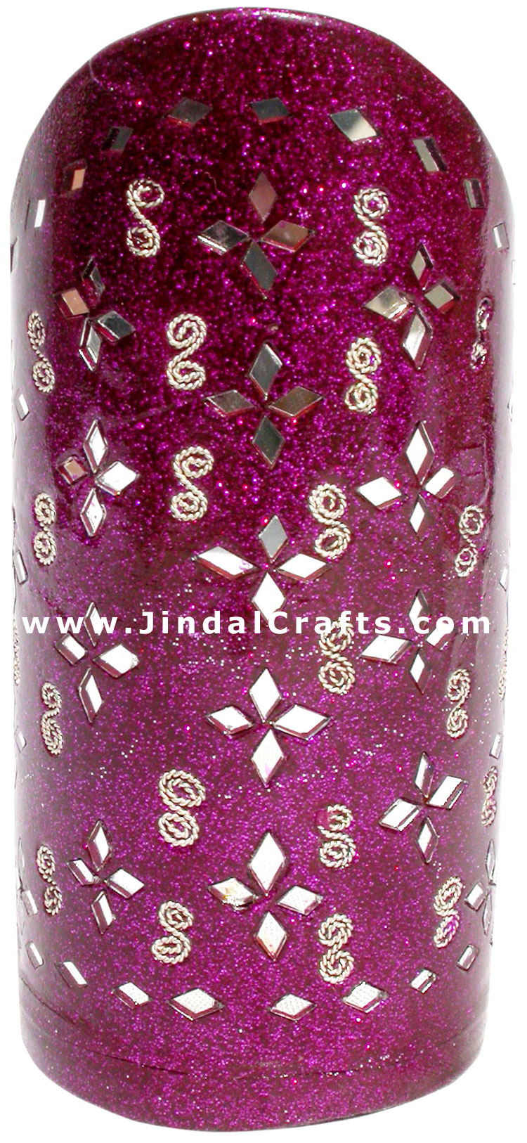 Handmade Colorful Lac Mirror work Pen Holder India Art
