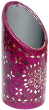 Handmade Colorful Lac Mirror work Pen Holder India Art