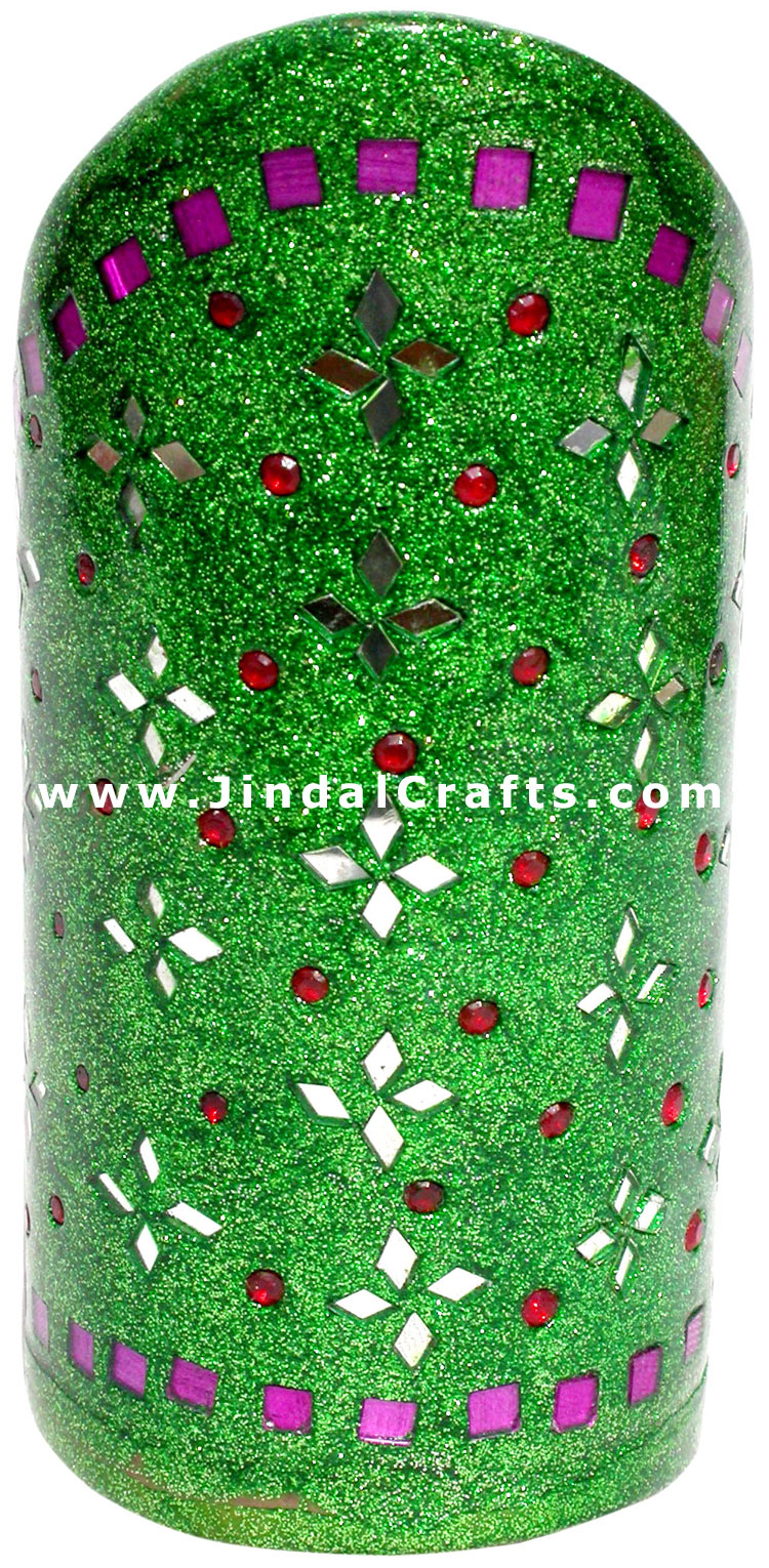 Handmade Colorful Lac Mirror work Pen Holder India Art