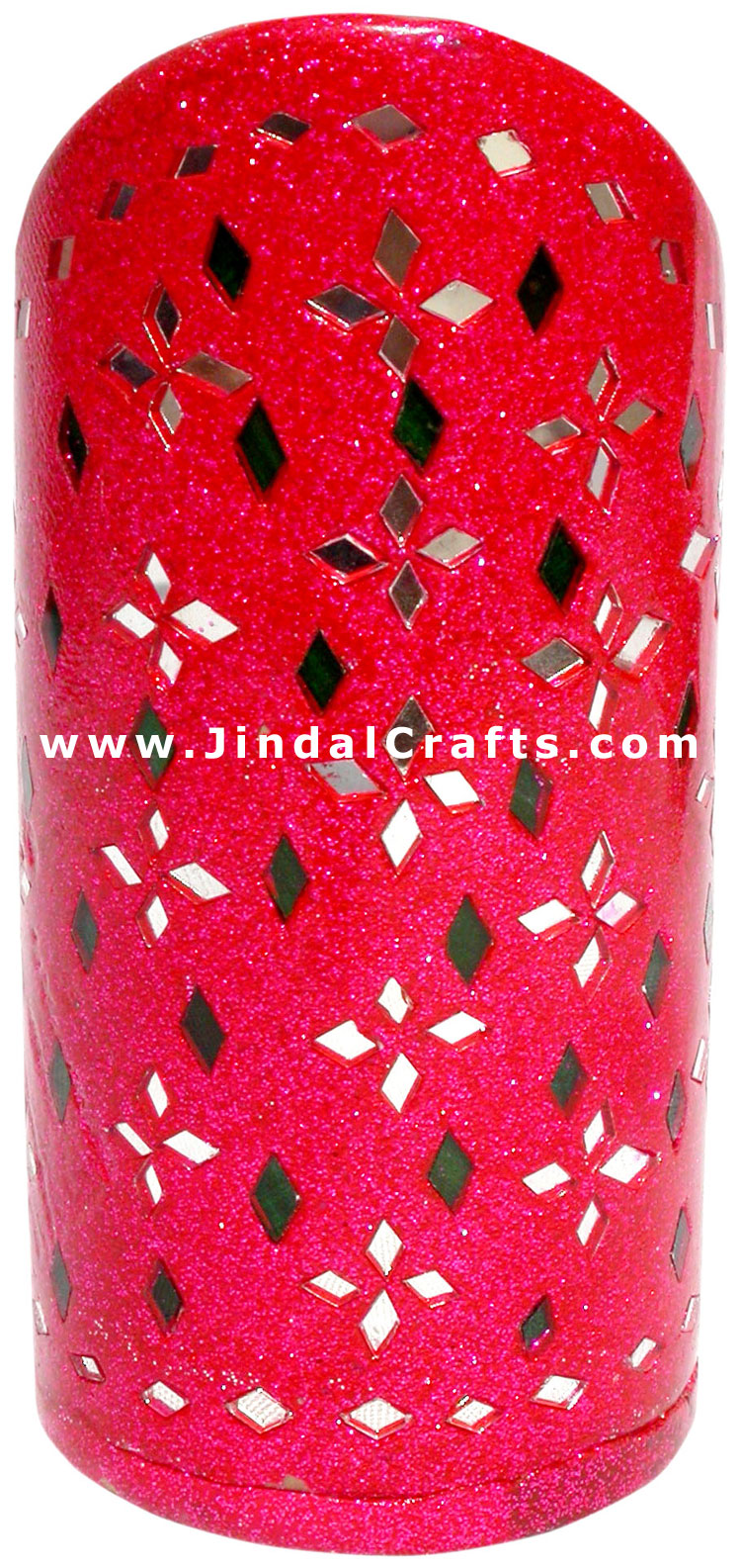 Handmade Colorful Lac Mirror work Pen Holder India Art