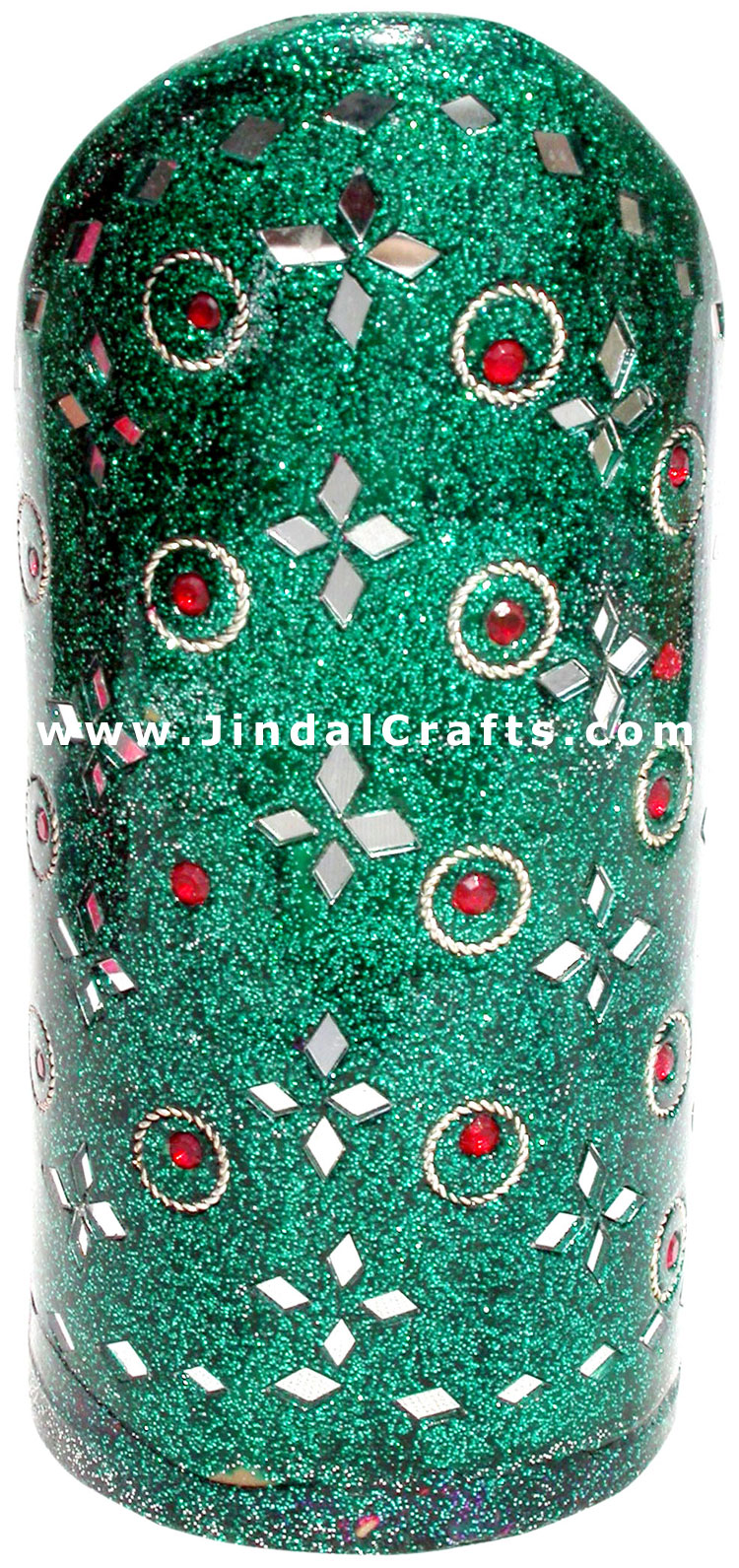 Handmade Colorful Lac Mirror work Pen Holder India Art