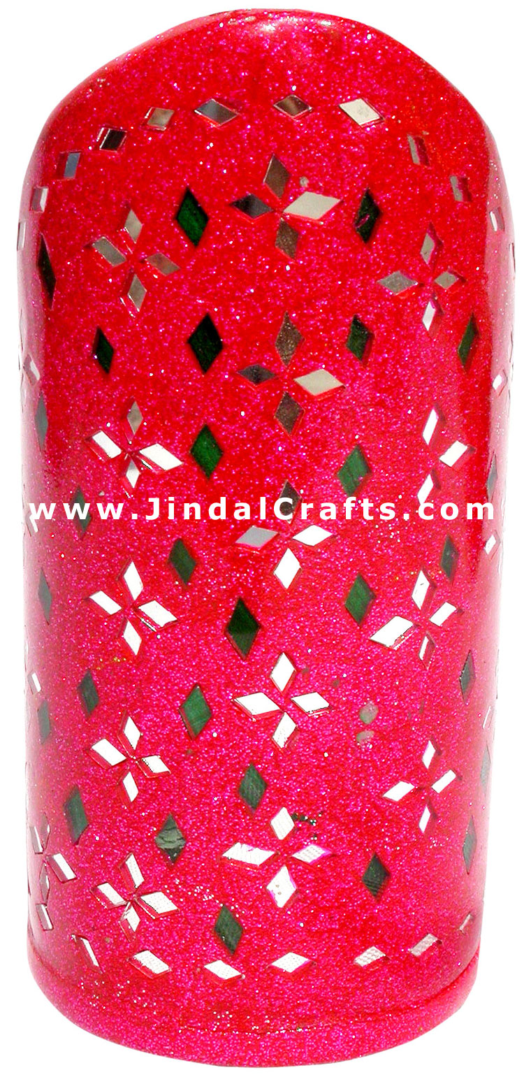 Handmade Colorful Lac Mirror work Pen Holder India Art