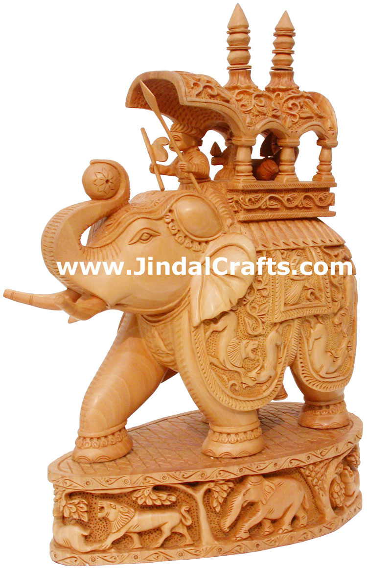 King Hunting in Jungle on Elephant India Sculpture Art