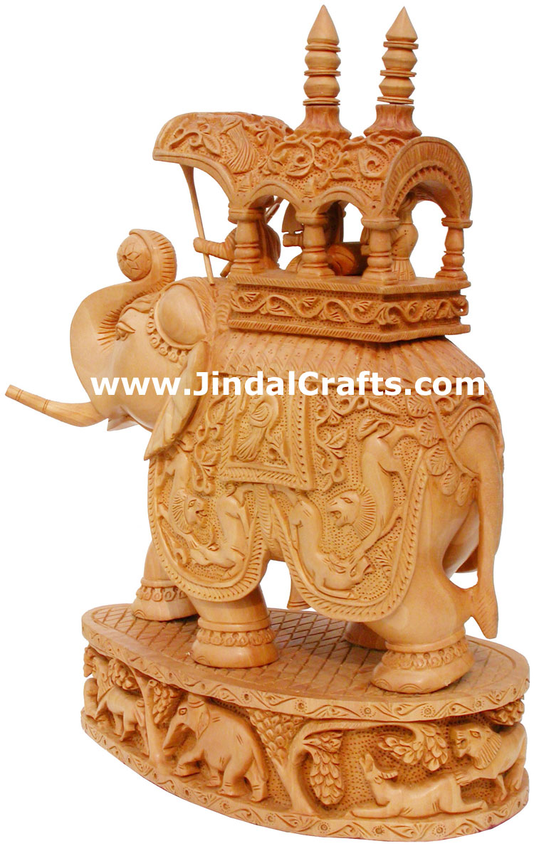 King Hunting in Jungle on Elephant India Sculpture Art