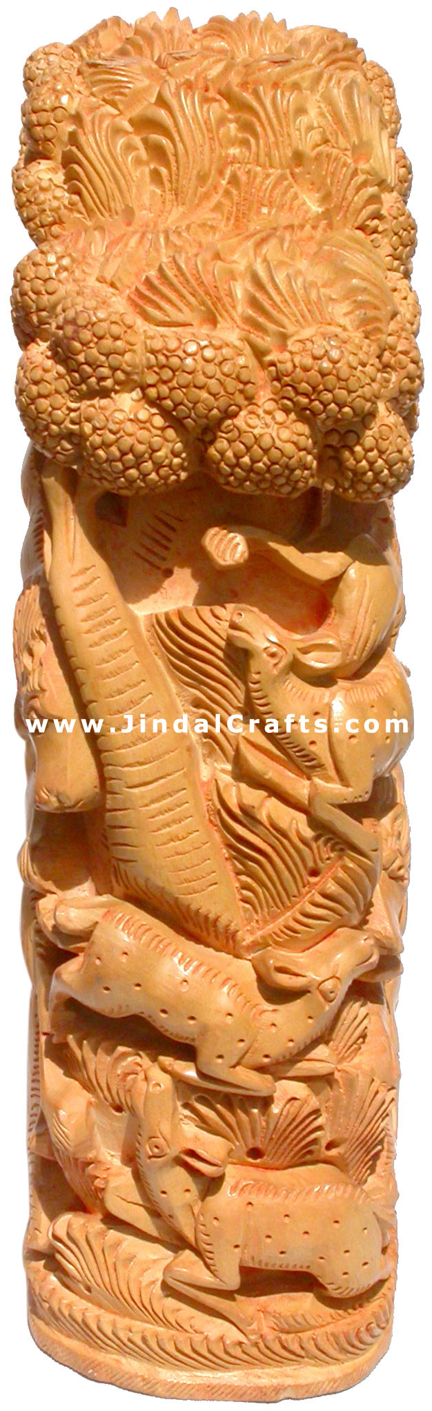 Handcrafted Wooden Animals Jungle Tower Masterpeice Art