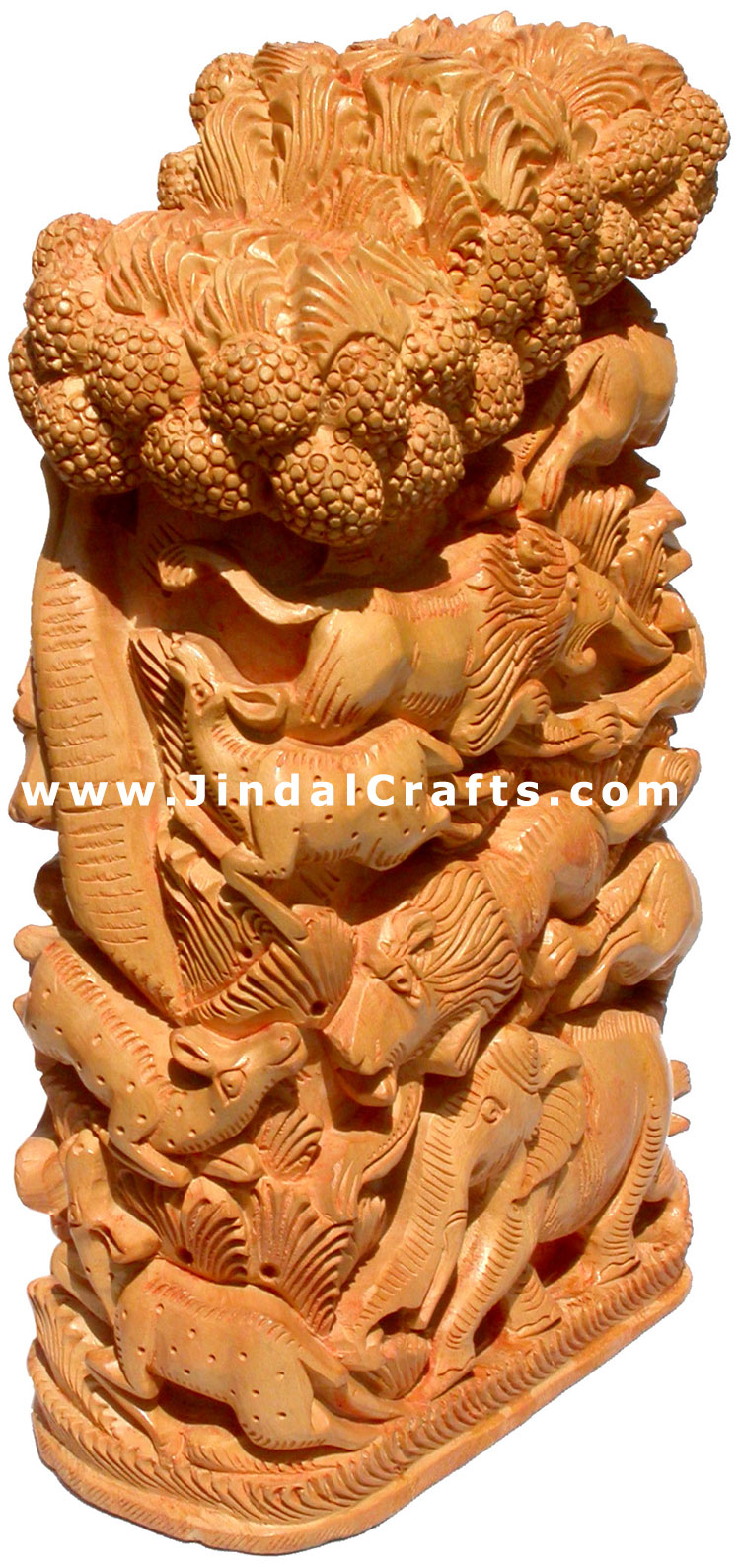 Handcrafted Wooden Animals Jungle Tower Masterpeice Art