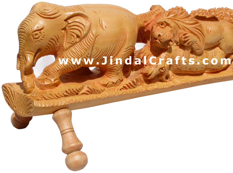 Handcarved Wooden Animals Jungle Masterpiece Artifact
