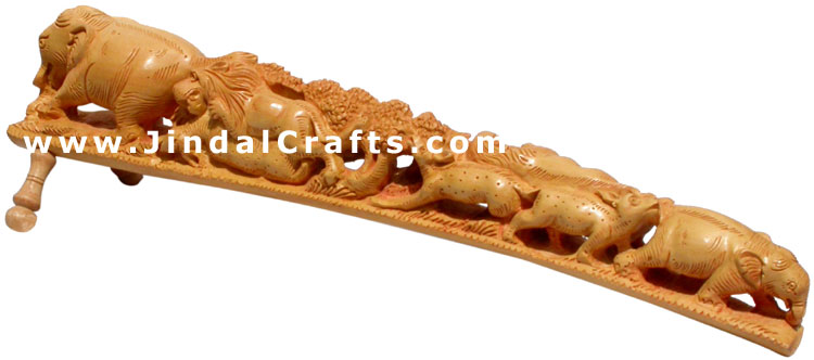 Handcarved Wooden Animals Jungle Masterpiece Artifact