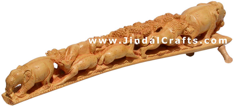 Handcarved Wooden Animals Jungle Masterpiece Artifact
