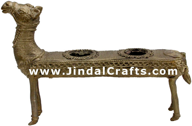 Dhokra Camel Candle Stand - Indian Tribal Art