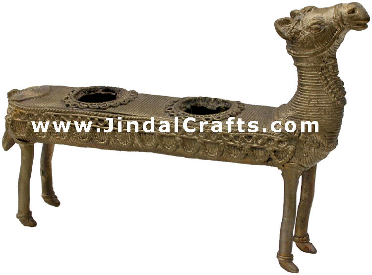Dhokra Camel Candle Stand - Indian Tribal Art