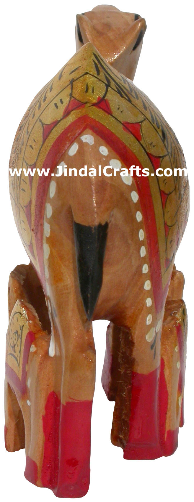 Hand Carved and Painted Wood Camel Family India Art