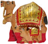 Hand Carved and Painted Wood Camel Family India Art