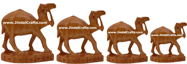 Set of Camels - Hand Carved Kadam Wood Figurines India